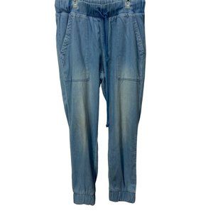 Side stitch Women's Faded‎ Denim Size Small Pull On Pants